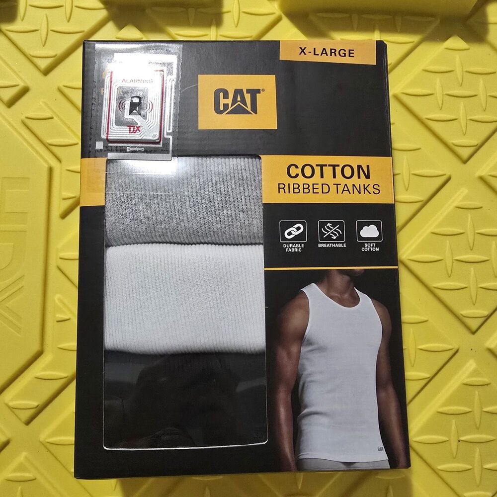 Caterpillar Mens 4-Pack Tanks Tops Undershirts Cotton Blend CAT  XL